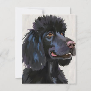 Cartão De Agradecimento Poodle Preto Pet Aguarela Cachorro