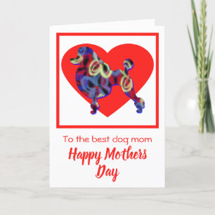 Cartão De Agradecimento Poodle Silhouette Dog Red Heart Day Card