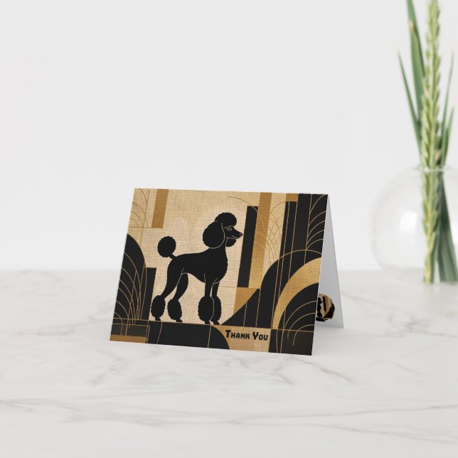 Cartão De Agradecimento Poodle Silhouette Thank You Notecard (Frente)
