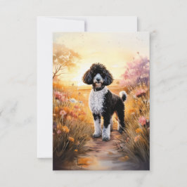 Cartão De Agradecimento Poodle Tuxedo Preto em uma Placa de Nota de Caminh