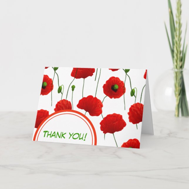 Cartão De Agradecimento Poppies (Frente)