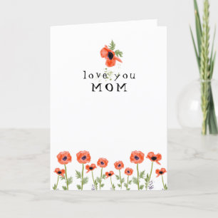 Cartão De Agradecimento Poppies Te Ama Mãe Dia de as mães