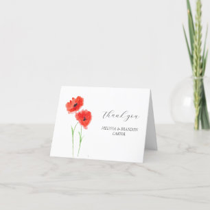 Cartão De Agradecimento Poppies vermelhos Poppy Fllower Casamento Floral O