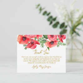 Cartão De Agradecimento Poppy Funeral Thank You Card Bereavement