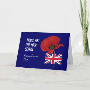 Cartão De Agradecimento Poppy Veteranos do Reino Unido Union Jack DI