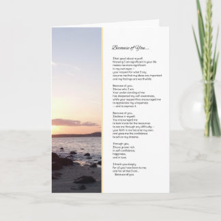 Cartão De Agradecimento Por causa de você...