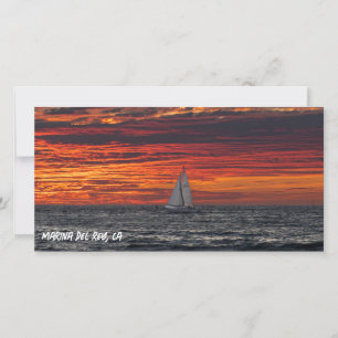 Cartão De Agradecimento Pôr do Sol Vermelho - Marina Del Rey, CA