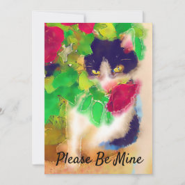 Cartão De Agradecimento Por favor, seja meu, gato com Namorados de Rosa ve