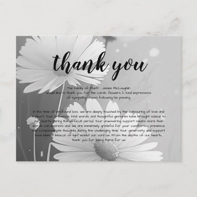 Cartão de Agradecimento por Sincronia de Funeral (Frente)