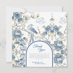Cartão De Agradecimento Porcelana Delft Blue Floral Chinoiserie Casamento