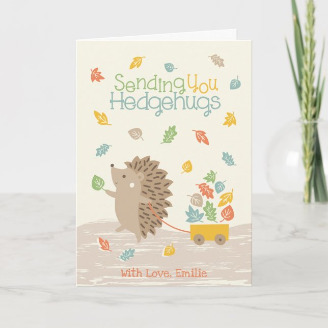 Cartão De Agradecimento Porco-porreiro com Carro de Pequenas Folhas (Frente)