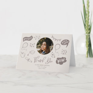 Cartão De Agradecimento Porta De Graduação Com Foto Formando Sandy Beige