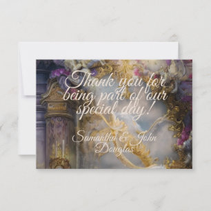 Cartão De Agradecimento Portão Dourado Celestial Elegante, Texto Dourado