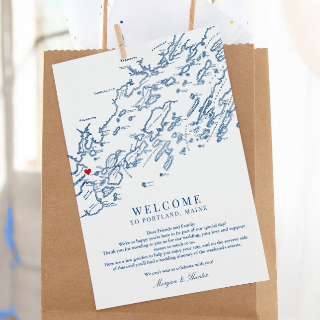 Cartão De Agradecimento Portland Maine Wedding Welcome Itinerary (These Welcome to Portland Maine wedding itinerary letters can include your weekend events too)