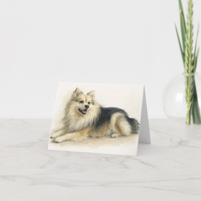 Cartão De Agradecimento Portrato de Cachorro Pomchi de Aquarela (Frente)