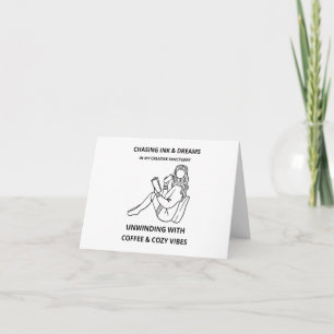 CARTÃO DE AGRADECIMENTO POSTER DE ARTE LINHA MINIMALISTA MULHER LENDO & CA