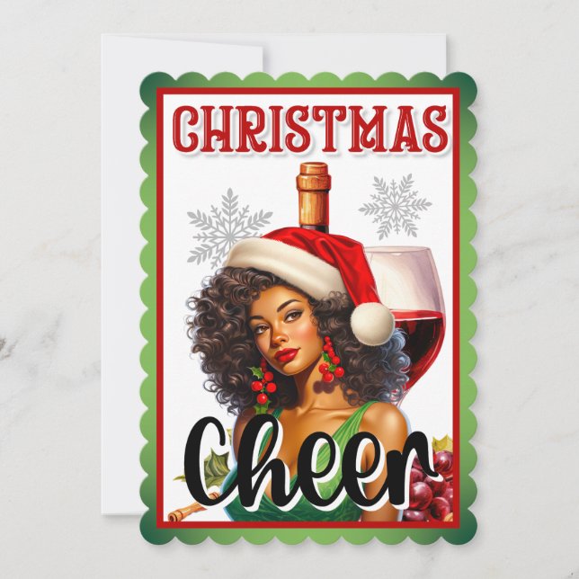 Cartão De Agradecimento Pôster Pin-up de Alegria Natalina Retrô (Frente)