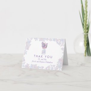 Cartão De Agradecimento Pote de Mason com Lilases Aquarelas Florais Obriga