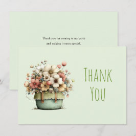 Cartão De Agradecimento Potted Flowers Cozy Shabby Style Cute
