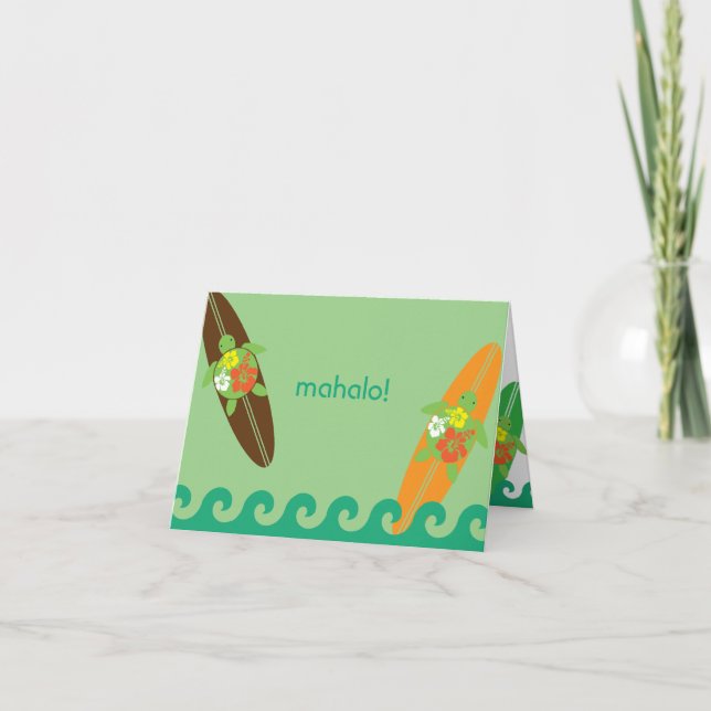 Cartão De Agradecimento Pouco obrigado dobrado Honu do cavaleiro do surf (Frente)