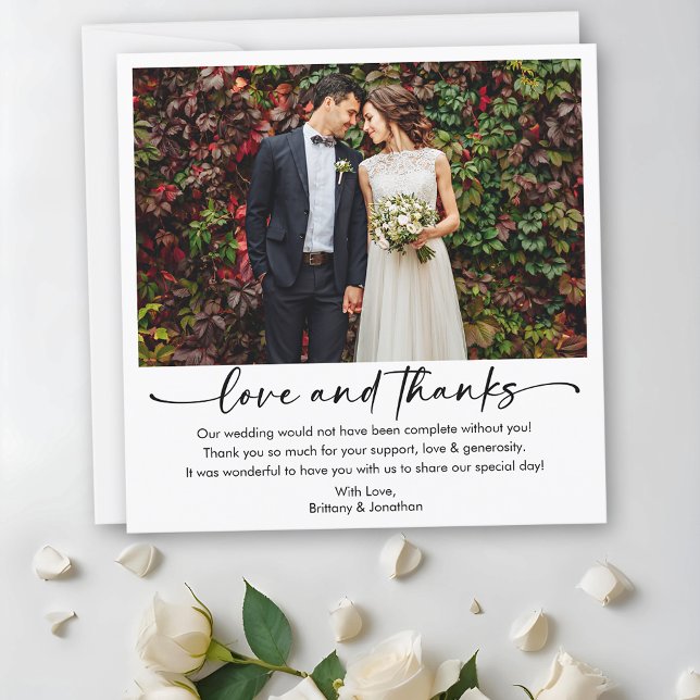 Cartão De Agradecimento Praça de Casamento de Fotografias do Script de Tin (Customize to add more text or photos to back of card.)