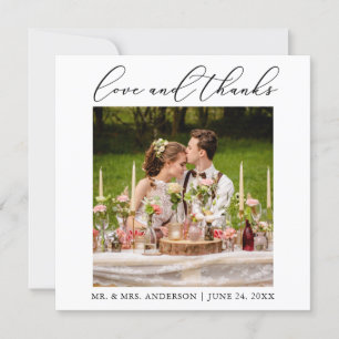 Cartão De Agradecimento Praça de Fotos de Casamento de Caligrafia Minimali