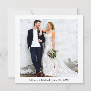 Cartão De Agradecimento Praça de Fotos Simples de Casamento Moderno Minima