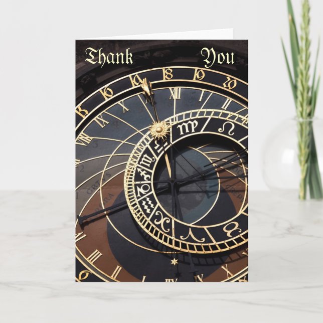 Cartão De Agradecimento prague astronomical clock thank you note card (Frente)