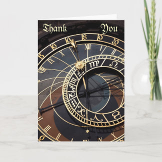 Cartão De Agradecimento prague astronomical clock thank you note card