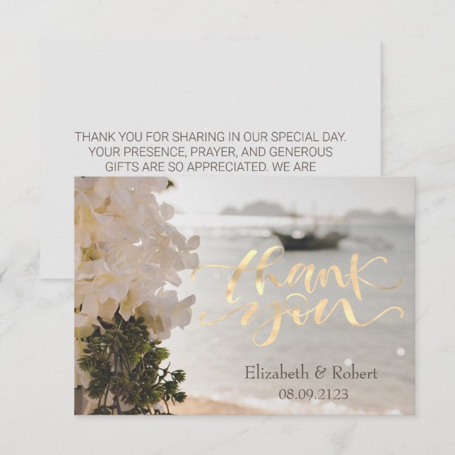 Cartão De Agradecimento Praia das Flores de Barcos de Navegação (Frente/Verso)