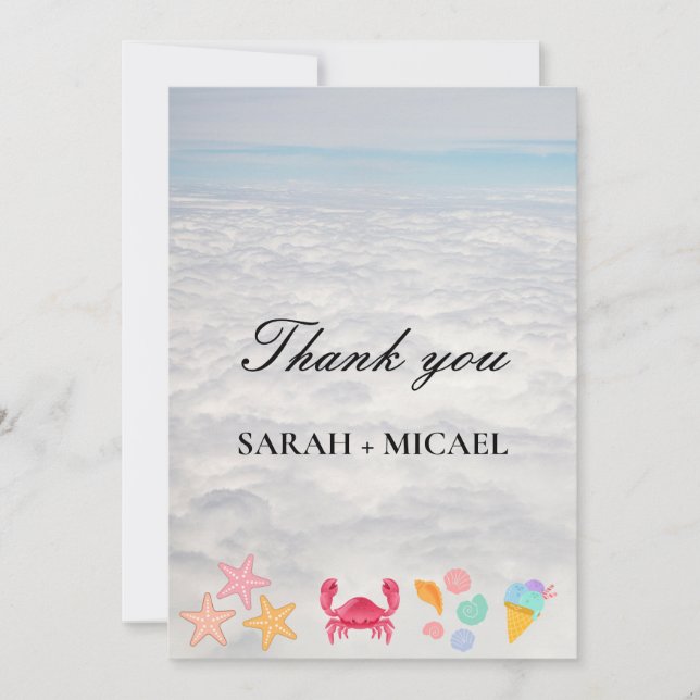 Cartão De Agradecimento Praia de Verão em Aquarela Moderna (Frente)