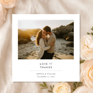 Cartão De Agradecimento Praia Destino Pôr do Sol Romântico Foto Casamento