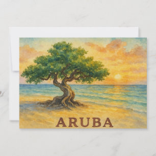 Cartão De Agradecimento Praia Eagle Aruba Divi Tree Golden Hour