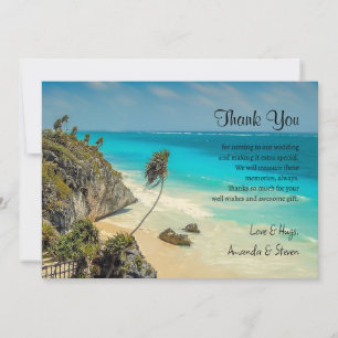Cartão De Agradecimento Praia Tropical com Casamento de Palmeiras Obrigado