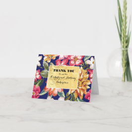 Cartão De Agradecimento praia tropical floral azul marinho - obrigado casa