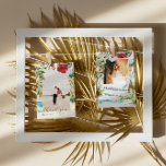 Cartão De Agradecimento Praia Tropical | Foto De Casamento<br><div class="desc">Elegante e simples obrigado de casamento, sua placa modelo de dois lados com um belo roteiro de espírito livre "obrigado você" que pode ser mudado para qualquer cor. Lindas palmas moles enquadram sua foto de quadro de cheio com fotos adicionais e personalização no verso. Dedos na areia, ondas caindo na...</div>