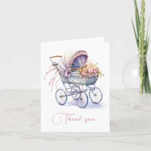 Cartão De Agradecimento Pram bonito com Flores