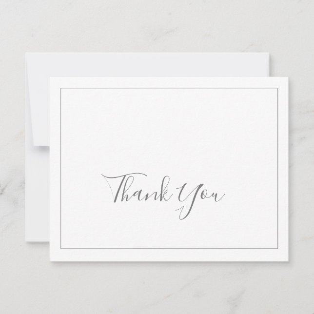 Cartão de Agradecimento Prata Minimalista (Frente)