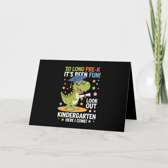 Cartão De Agradecimento Pré K Formando Jardim Infantil Dinossauro T Rex (Frente)