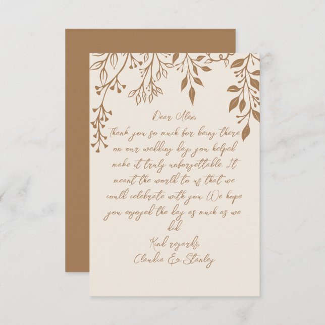 Cartão De Agradecimento Prendendo Florais Foliage Aquecimento Romântico Bo (Frente/Verso)