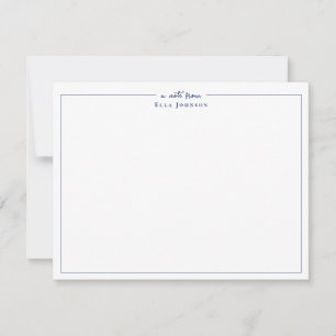 Cartão De Agradecimento Preppy Azul Marinho & Branco um bilhete de
