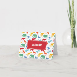 Cartão De Agradecimento Preppy Boy Safari Animal Personalize Thank You