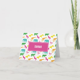 Cartão De Agradecimento Preppy Girl Safari Animal Personalize Thank You