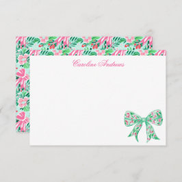 Cartão De Agradecimento Preppy Pink & Green Palm Beach Holly Arco