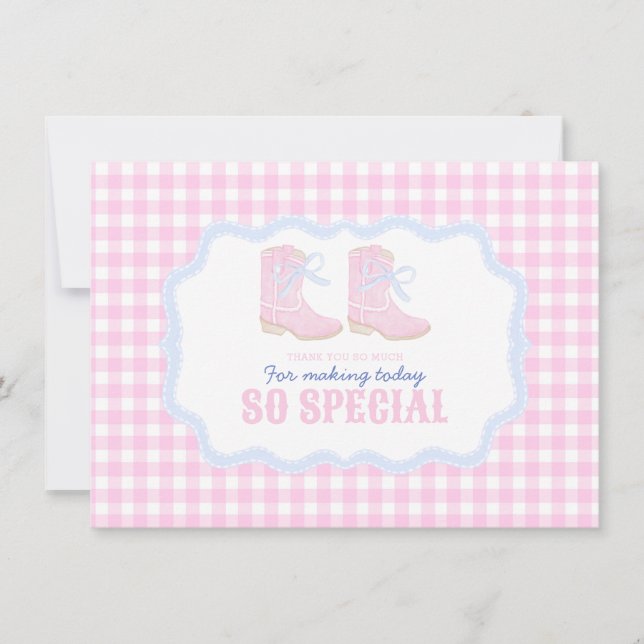 Cartão De Agradecimento Preppy Rodeo First Birthday Cowgirl Boots (Frente)
