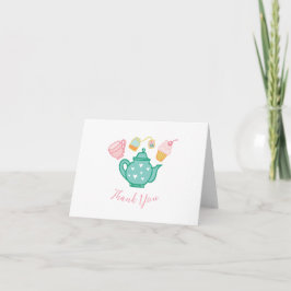 Cartão De Agradecimento Preppy Tea Set Obrigado