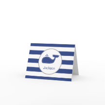Preppy Whale Thank You Note, Nautical, Navy