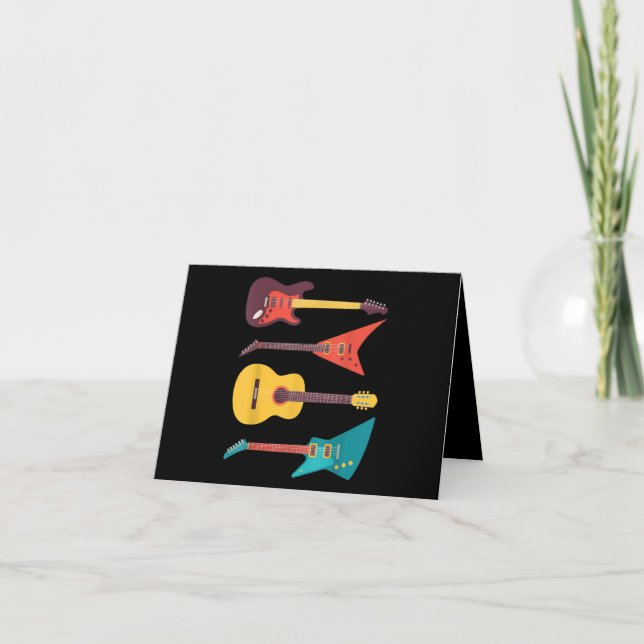 Cartão De Agradecimento Presente De Guitarra Elétrica E Guitarrista Acústi (Frente)