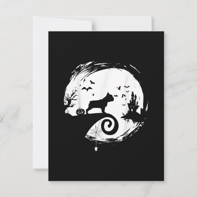Cartão De Agradecimento Presente de Lua de Lua do Dia das Bruxas Francês (Frente)