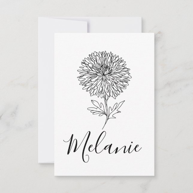 Cartão De Agradecimento Presente de Nascimento do Aster de Setembro Person (Frente)